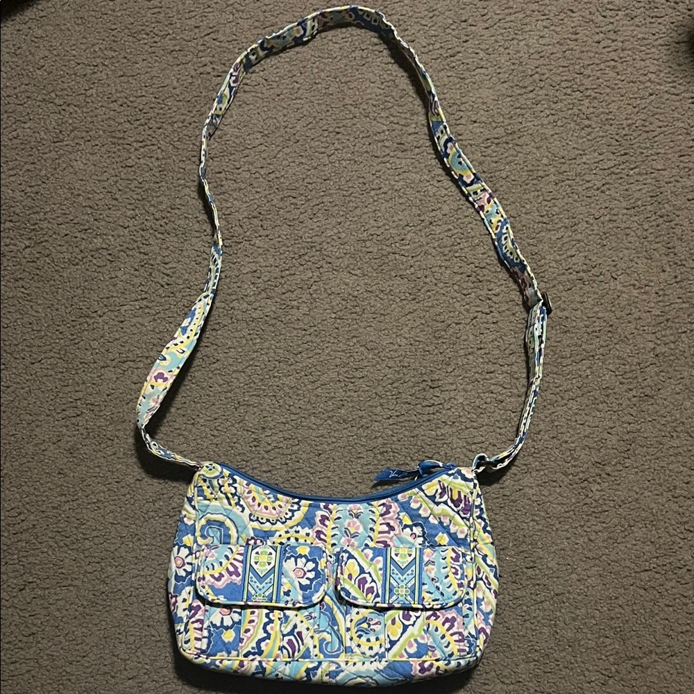 Vera Bradley Blue and Yellow Paisley Shoulder Bag - Picture 2 of 3